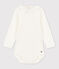 Babybody met lange mouwen en kraagje van katoen wit MARSHMALLOW