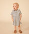 Gestreepte jurk met korte mouwen van gevlamde jerseystof voor baby's wit AVALANCHE/blauw SMOKING