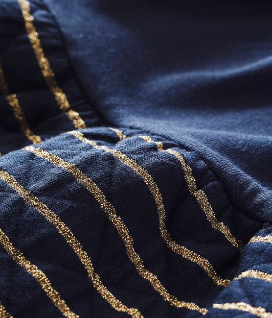 Robe bi-matière marinière bébé fille bleu SMOKING/jaune DORE