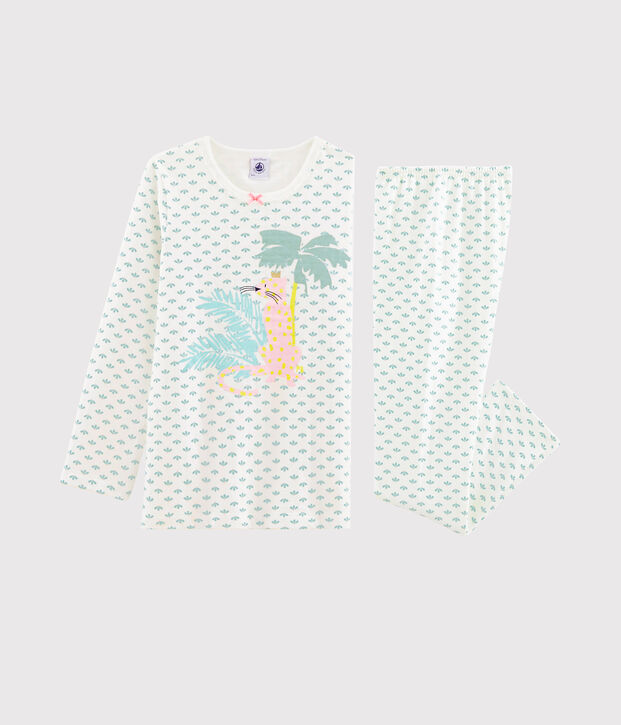 Pyjama meisje van tubic wit/multicouleur