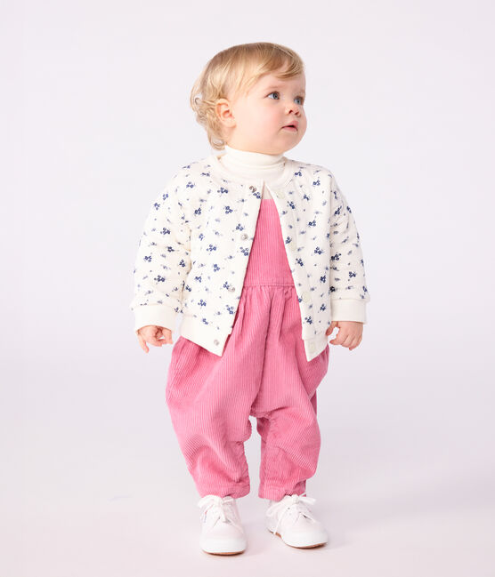 Cardigan bébé en coton, imprimé à fleurs bleu MILK/ SOIR