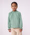 Blouse enfant en coton &agrave; col manches longues imprim&eacute;e vert/blanc