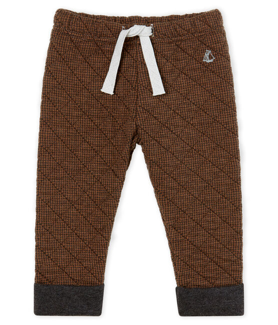 Pantalon bébé garçon en tubique pied-de-poule noir CITY/marron COCOA