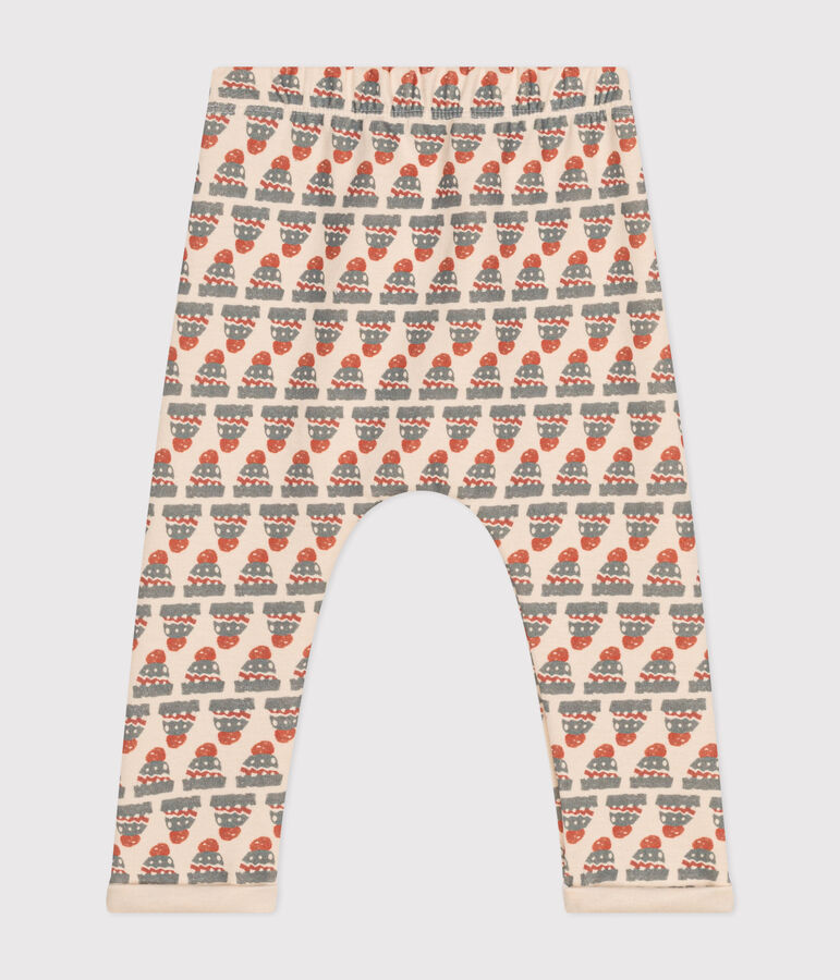 Broek in dikke jersey met print voor baby's ecru/multicouleur