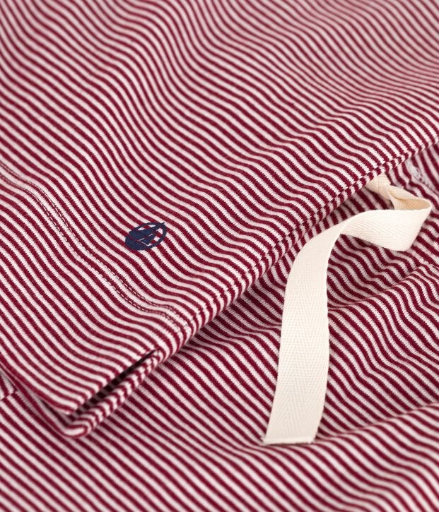 Katoenen gestreepte damespyjama met korte mouwen en wijde pijpen rood/wit