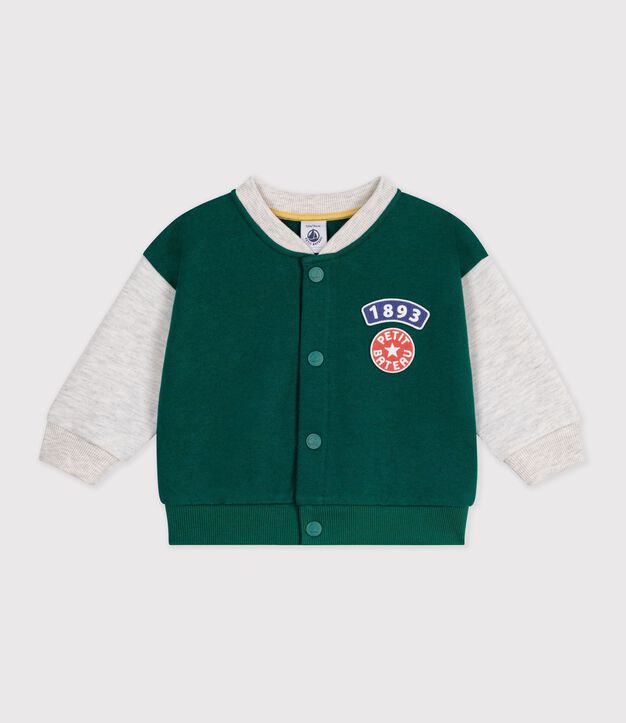 Teddy b&eacute;b&eacute; en coton bicolore vert/beige