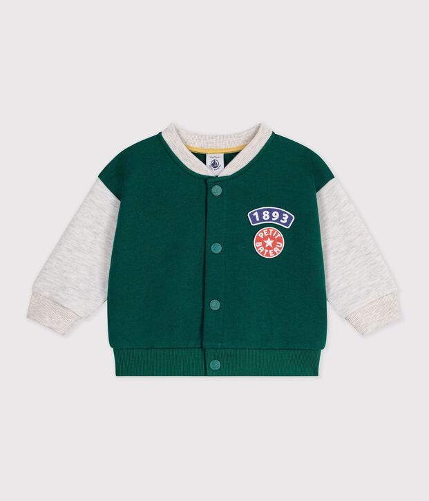 Tweekleurige katoenen babybeer groen/beige