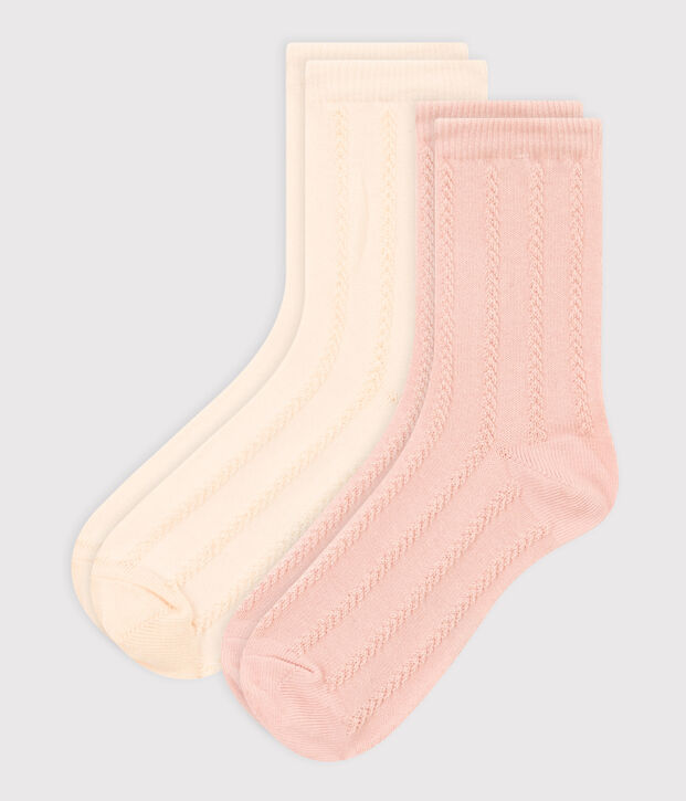 Set van 2 paar meisjessokken met fantasiesteek multicouleur