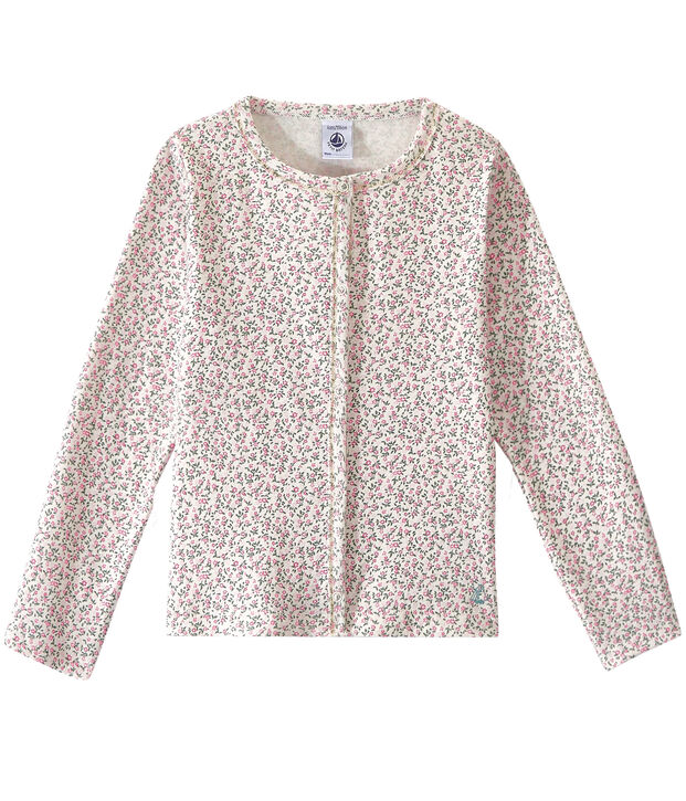 Cardigan fille imprim&eacute; blanc/multicouleur