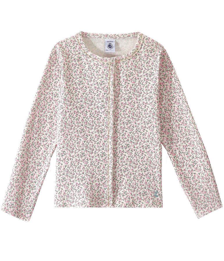 Cardigan fille imprim&eacute; blanc/multicouleur