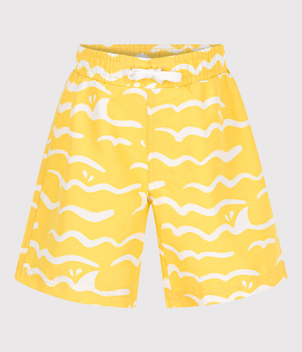 Zwemshort met print voor jongens geel/wit