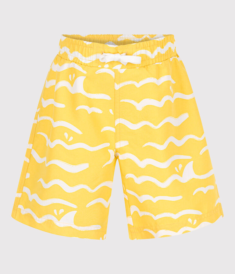 Zwemshort met print voor jongens geel/wit