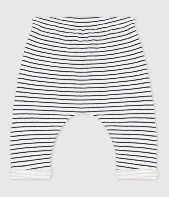 Pantalon à rayures marinières bébé en tubique en coton blanc MARSHMALLOW/bleu SMOKING