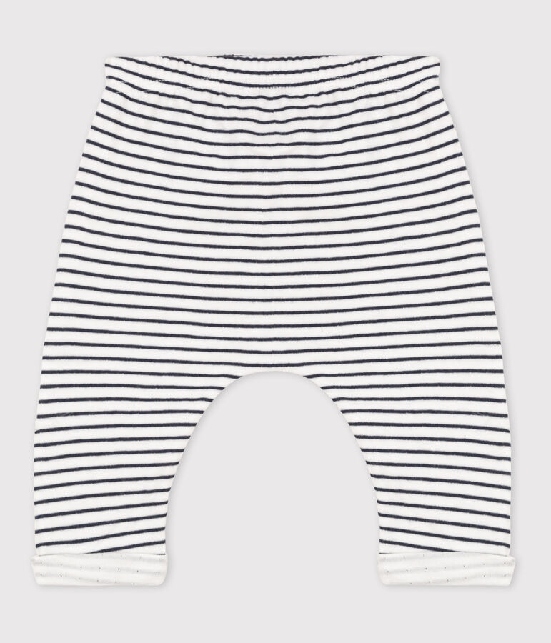Pantalon &agrave; rayures marini&egrave;res b&eacute;b&eacute; en tubique en coton blanc/bleu