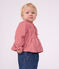 Blouse b&eacute;b&eacute; en coton manches longues &agrave; rayures rose/rose