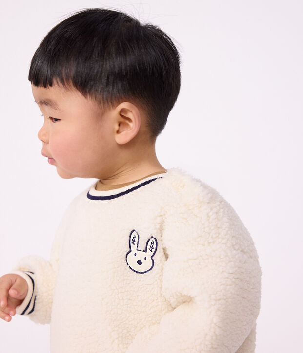 Babysweatshirt van effen sherpa MILK