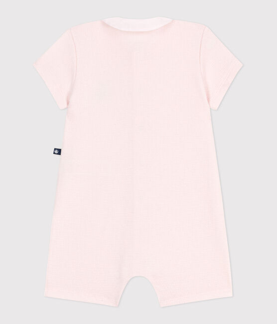 Combicourte bébé en coton et son col claudine rose FLEUR