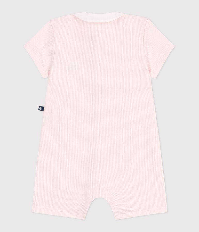 Kort katoenen babypakje met henleykraagje roze