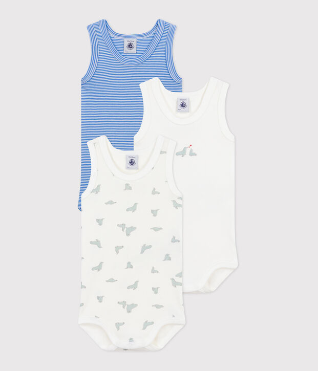 Lot de 3 bodies sans manches en coton imprim&eacute; b&eacute;b&eacute; multicouleur