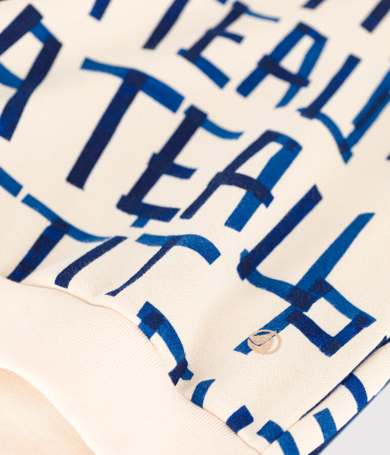Sweatshirt imprim&eacute; en molleton enfant fille / gar&ccedil;on &eacute;cru/bleu