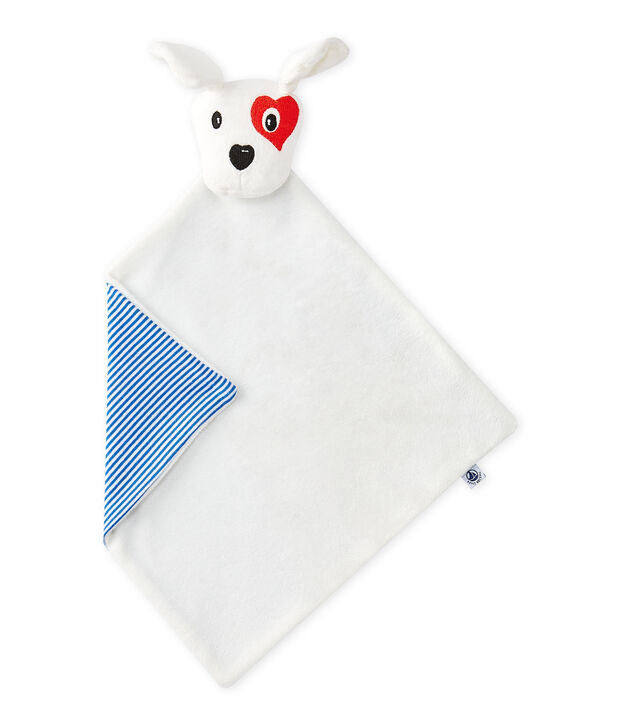 Doudou plat chien blanc/multicouleur