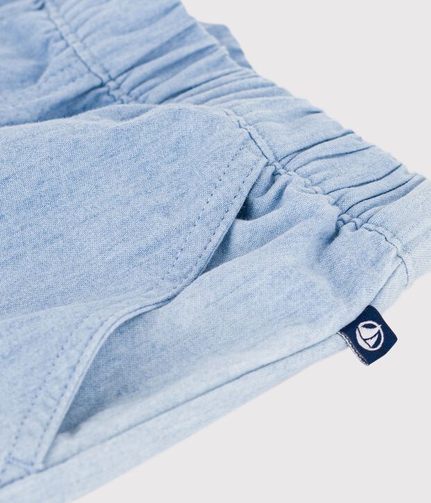Bermuda short enfant en coton uni bleu