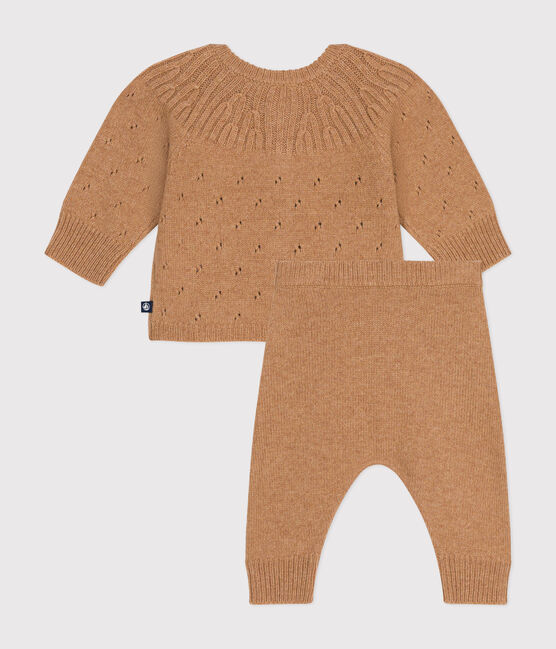 Ensemble 2 pièces en tricot bébé marron CUIVRE