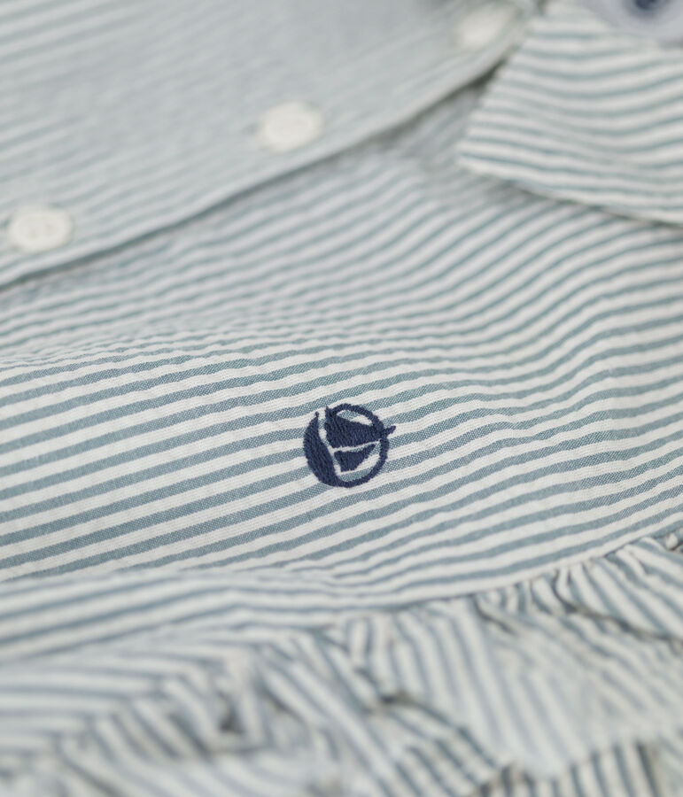 Robe sans manche en seersucker bio enfant fille bleu BRUT/blanc MARSHMALLOW