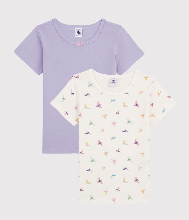 Set van 2 T-shirts met korte mouwen voor meisjes met vogelprint multicouleur