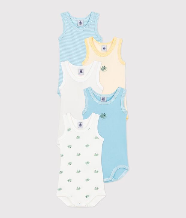 Lot de 5 bodies sans manches en coton imprim&eacute; b&eacute;b&eacute; multicouleur