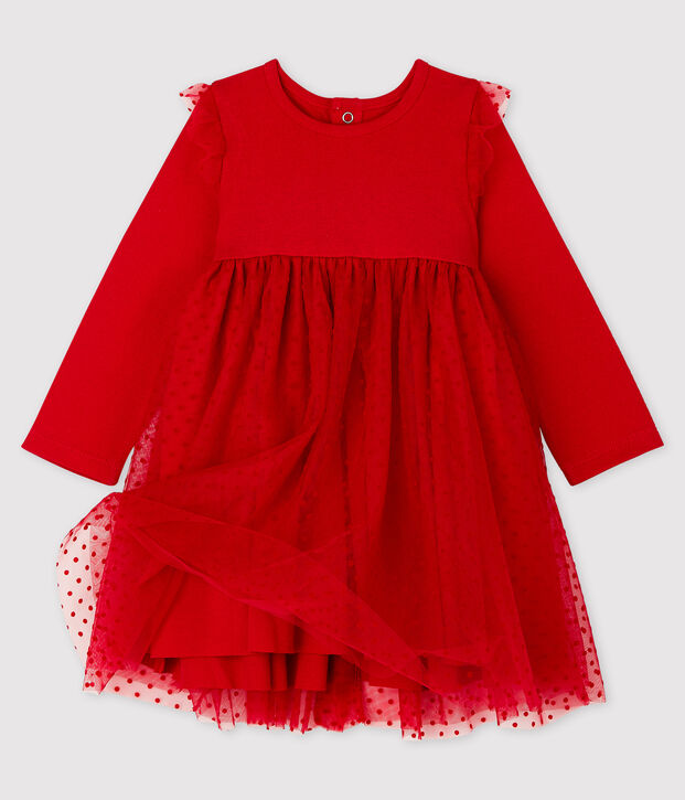 Robe manches longues b&eacute;b&eacute; fille rouge