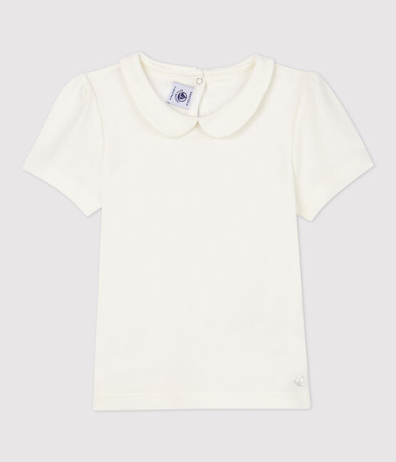 Katoenen meisjes t-shirt met korte mouwen wit MARSHMALLOW