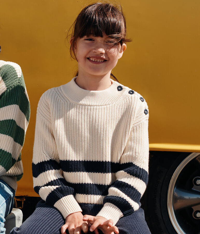 Meisjestrui in katoen ecru/blauw