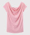 Linnen dames-T-shirt met wijde ruguitsnijding en iriserend effect roze BABYLONE/grijs ARGENT