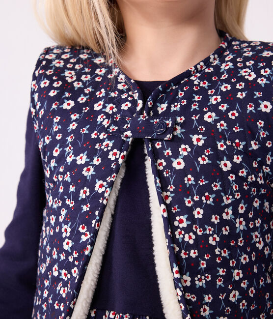 Mouwloos kindervestje met print van poplin uit katoen en sherpa blauw SOIR/ MULTICO