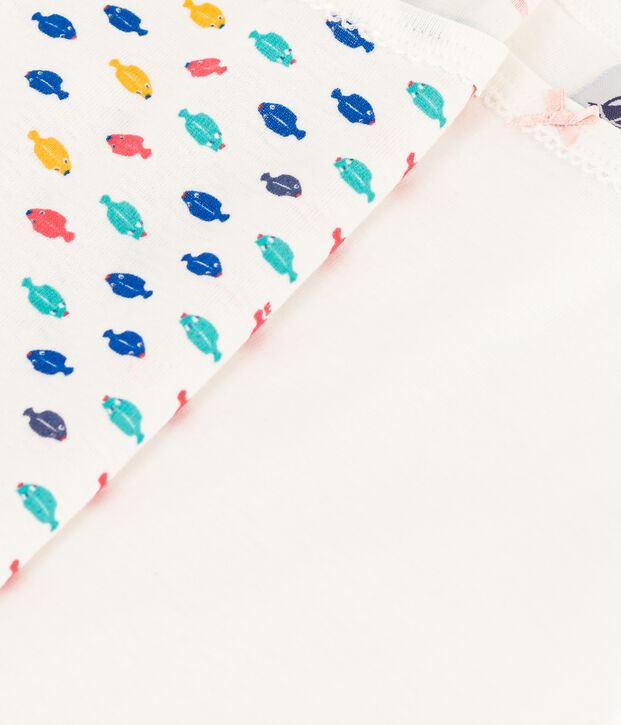 Set van 2 katoenen meisjeshemdjes met bandjes en met zeedierenprint multicouleur