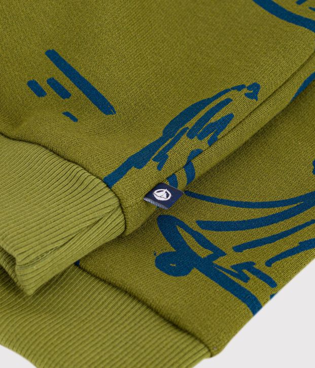 Sweatshirt enfant en coton imprim&eacute; bleu/bleu