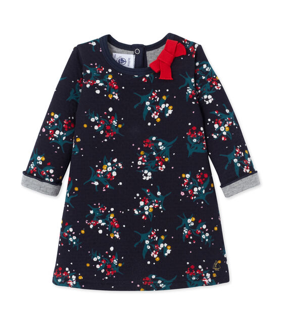 Jurk in tubic met dessin voor babymeisjes blauw SMOKING/wit MULTICO