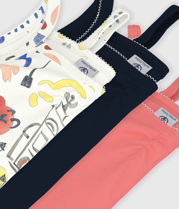 Set van katoenen hemdjes met bandjes en Op&eacute;ra-print voor kinderen multicouleur