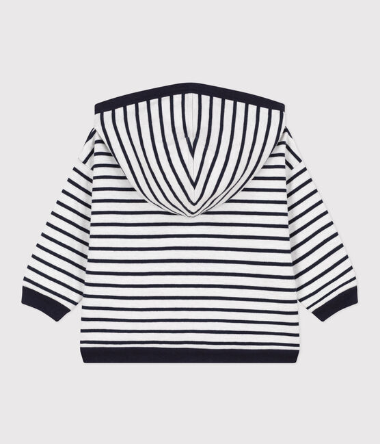 Sweatshirt à capuche en jersey épais bébé blanc MARSHMALLOW/bleu SMOKING