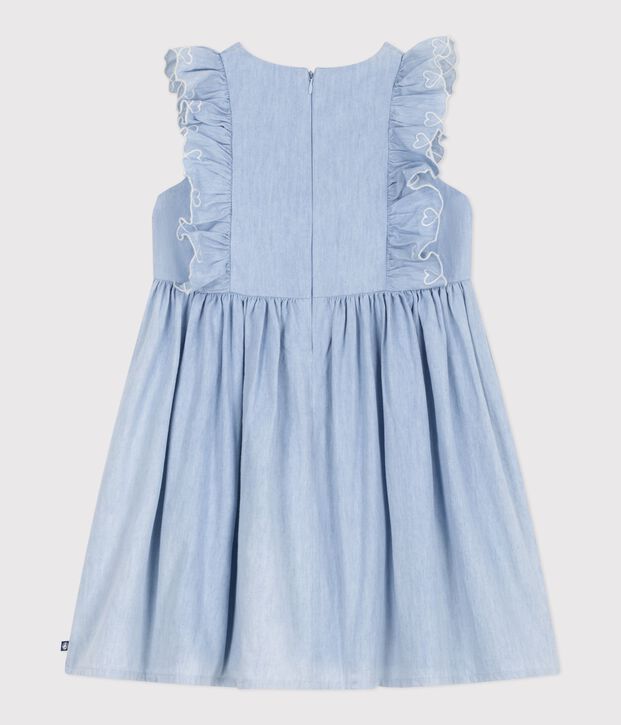 Robe sans manches enfant en coton bleu