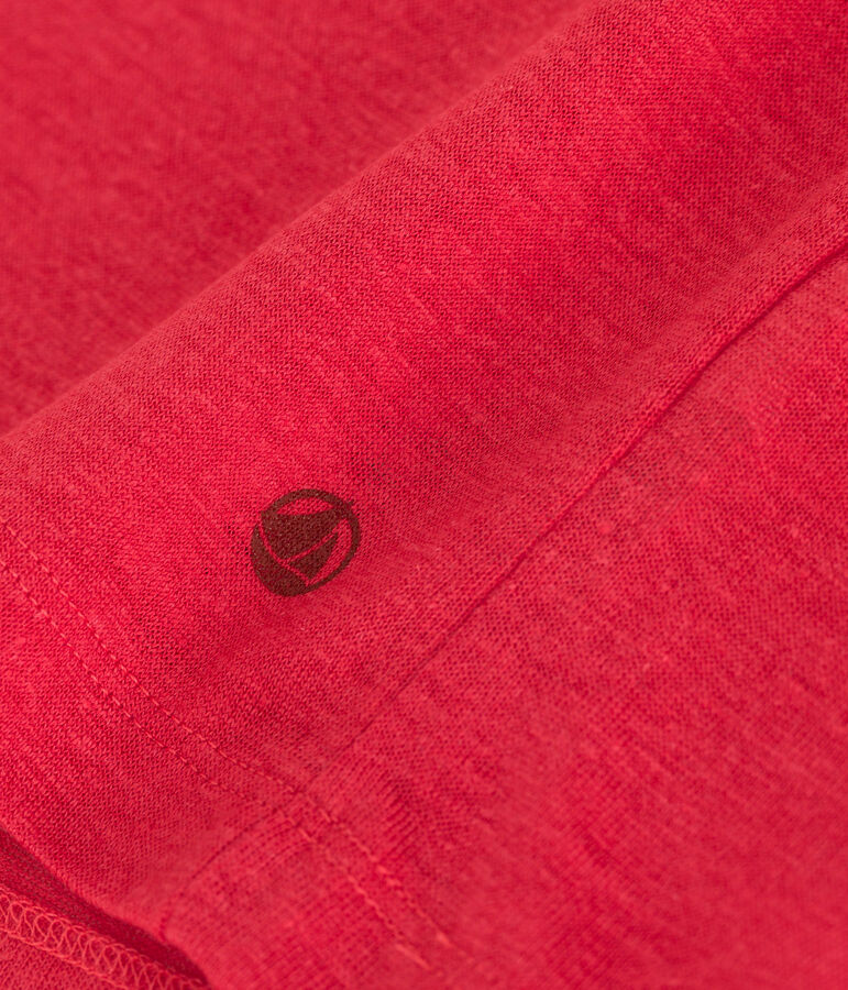 Linnen T-shirt met korte mouwen voor dames rood