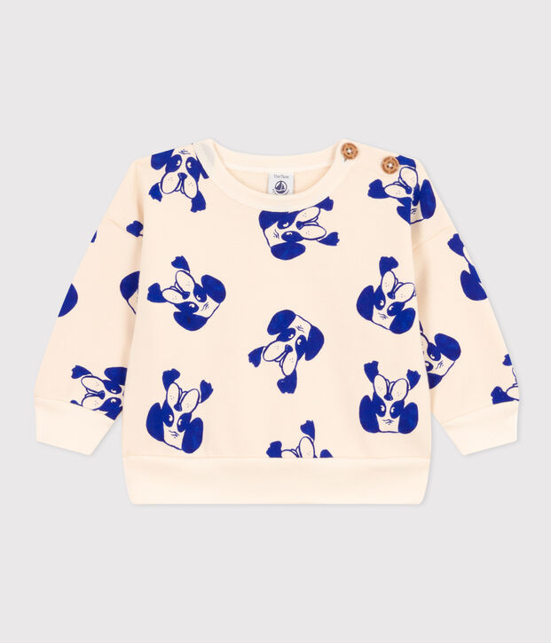 Sweatshirt in molton met print voor baby's. ecru/multicouleur