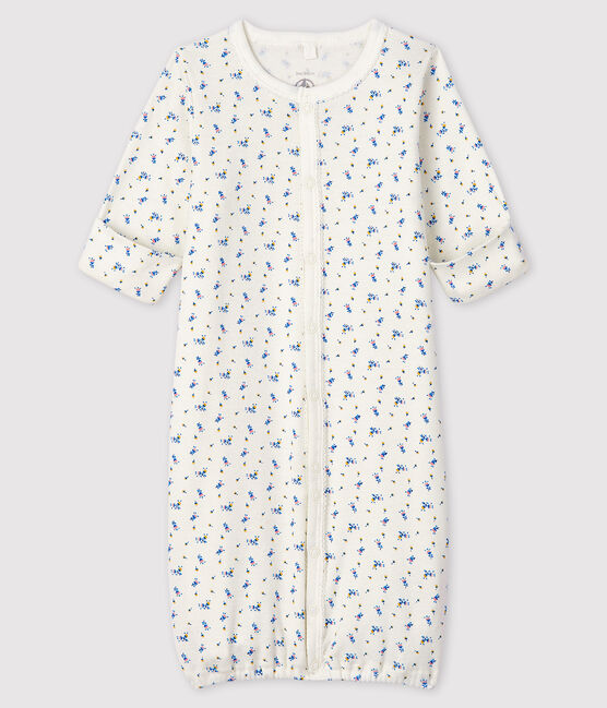 Combisac à fleurs bébé en coton biologique blanc MARSHMALLOW/blanc MULTICO