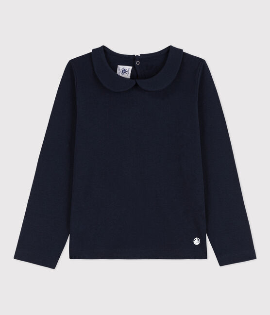 Tee-shirt manches longues coton  enfant fille bleu SMOKING
