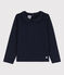 Tee-shirt manches longues coton  enfant fille bleu SMOKING