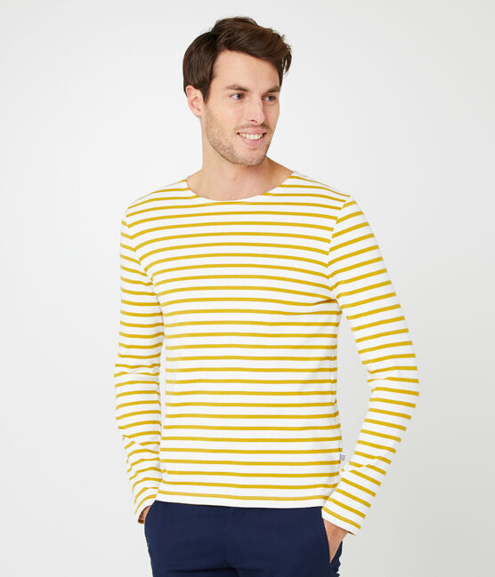 Marinière iconique homme blanc MARSHMALLOW/jaune BAMBOO