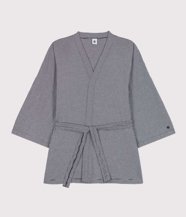Gestreepte kimono voor vrouwen blauw/wit
