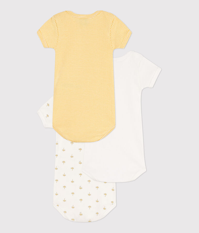 Lot de 3 bodies manches courtes palmiers en coton multicouleur