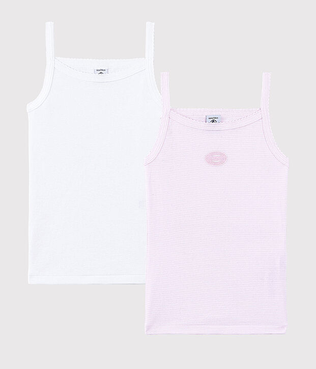 Set van 2 roze milleraie hemden met bandjes van biologisch katoen multicouleur